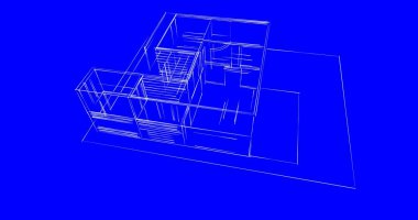 Arkaplanda mimari bina 3d illüstrasyon