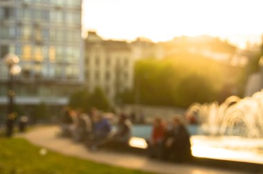 Bulanık şehir. Renkli soyut arkaplan