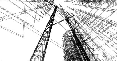Mimari sanat konseptinde soyut çizgiler, minimum geometrik şekiller. 