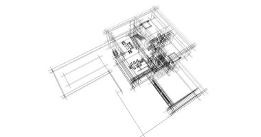 Mimari sanat konseptinde soyut çizgiler, minimum geometrik şekiller. 