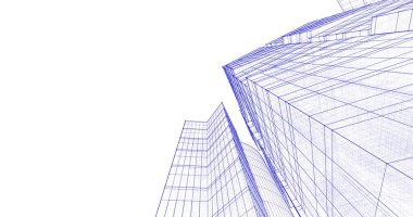 Arkaplanda mimari bina 3d illüstrasyon