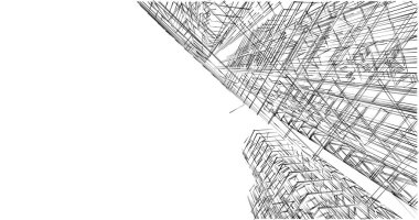 Mimari sanat konseptinde soyut çizgiler, minimum geometrik şekiller. 