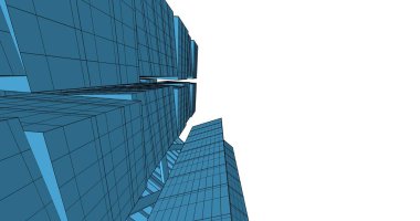 Arkaplanda mimari bina 3d illüstrasyon