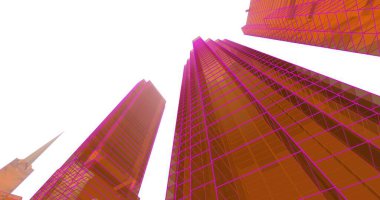 Arkaplanda mimari bina 3d illüstrasyon