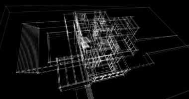 Arkaplanda mimari bina 3d illüstrasyon