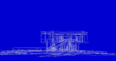 Mimari sanat konseptinde soyut çizgiler, minimum geometrik şekiller. 