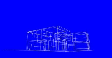 Arkaplanda mimari bina 3d illüstrasyon