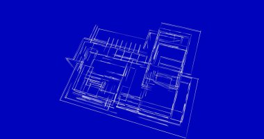 Arkaplanda mimari bina 3d illüstrasyon