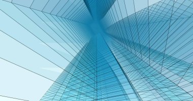 Arkaplanda mimari bina 3d illüstrasyon