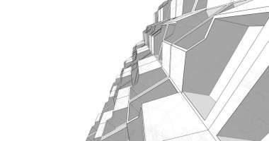 Mimari sanat konseptinde soyut çizgiler, minimum geometrik şekiller. 