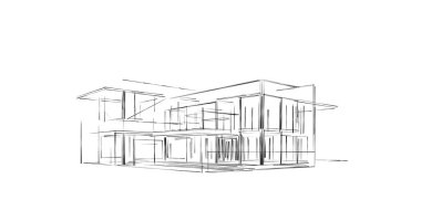 Mimari sanat konseptinde soyut çizgiler, minimum geometrik şekiller. 