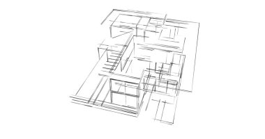 Mimari sanat konseptinde soyut çizgiler, minimum geometrik şekiller. 