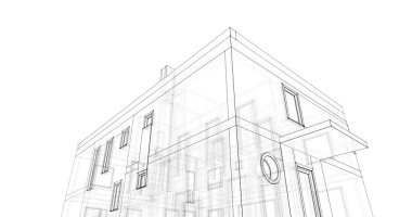 Mimari sanat konseptinde soyut çizgiler, minimum geometrik şekiller. 