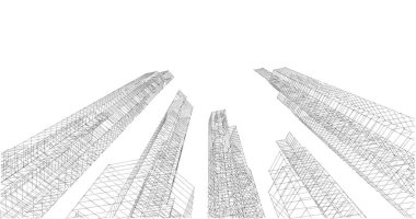 Arkaplanda mimari bina 3d illüstrasyon