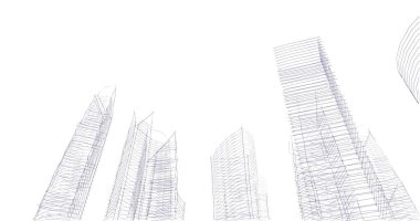 Arkaplanda mimari bina 3d illüstrasyon