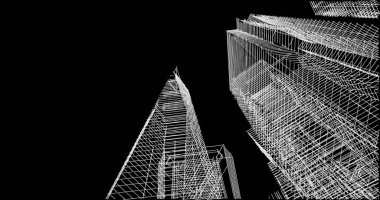 Mimari sanat konseptinde soyut çizgiler, minimum geometrik şekiller. 