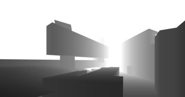 Arkaplanda mimari bina 3d illüstrasyon