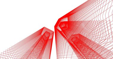 3d mimari duvar kağıdı tasarımı, dijital bina çizimi 