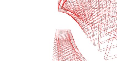 Arkaplanda mimari bina 3d illüstrasyon