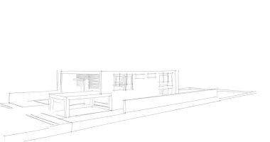 Mimari sanat konseptinde soyut çizgiler, minimum geometrik şekiller. 