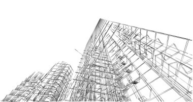 Mimari sanat konseptinde soyut çizgiler, minimum geometrik şekiller. 