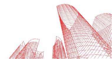 Arkaplanda mimari bina 3d illüstrasyon