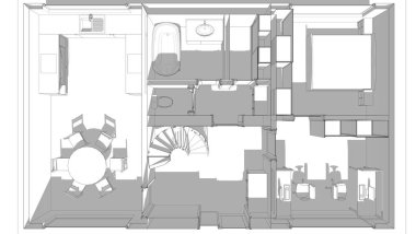 Arkaplanda mimari bina 3d illüstrasyon