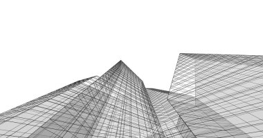 Arkaplanda mimari bina 3d illüstrasyon