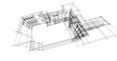 Arkaplanda mimari bina 3d illüstrasyon