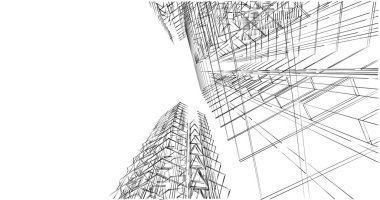 Mimari sanat konseptinde soyut çizgiler, minimum geometrik şekiller. 