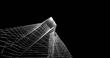 Mimari sanat konseptinde soyut çizgiler, minimum geometrik şekiller. 