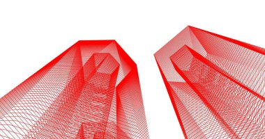 3d mimari duvar kağıdı tasarımı, dijital bina çizimi 