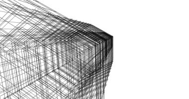 Arkaplanda mimari bina 3d illüstrasyon