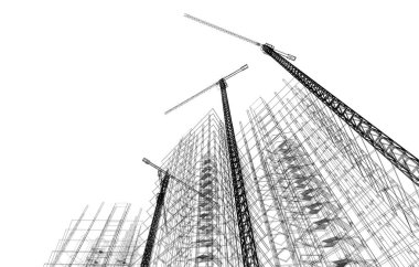 Mimari sanat konseptinde soyut çizgiler, minimum geometrik şekiller. 