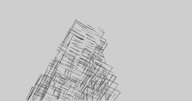 Arkaplanda mimari bina 3d illüstrasyon