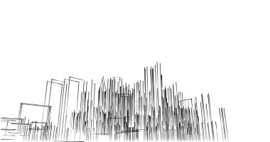 Arkaplanda mimari bina 3d illüstrasyon