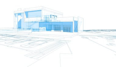 Mimari sanat konseptinde soyut çizgiler, minimum geometrik şekiller. 