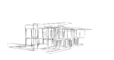 Mimari sanat konseptinde soyut çizgiler, minimum geometrik şekiller. 