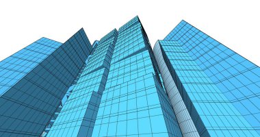 Arkaplanda mimari bina 3d illüstrasyon