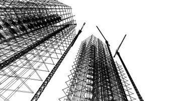 Mimari sanat konseptinde soyut çizgiler, minimum geometrik şekiller. 