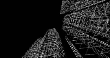 Mimari sanat konseptinde soyut çizgiler, minimum geometrik şekiller. 