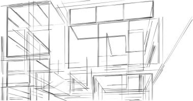 Mimari sanat konseptinde soyut çizgiler, minimum geometrik şekiller. 