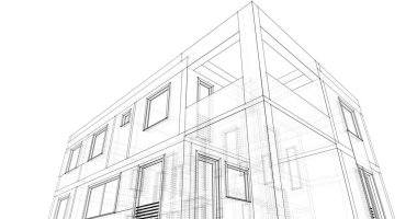 Mimari sanat konseptinde soyut çizgiler, minimum geometrik şekiller. 