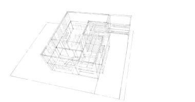 Arkaplanda mimari bina 3d illüstrasyon