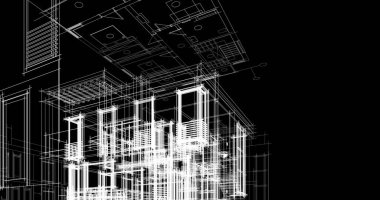 Mimari sanat konseptinde soyut çizgiler, minimum geometrik şekiller. 