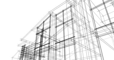 Mimari sanat konseptinde soyut çizgiler, minimum geometrik şekiller. 