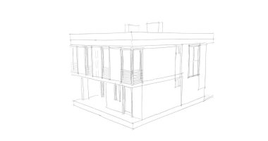 Arkaplanda mimari bina 3d illüstrasyon