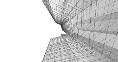 Arkaplanda mimari bina 3d illüstrasyon