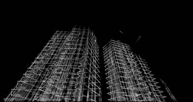 Mimari sanat konseptinde soyut çizgiler, minimum geometrik şekiller. 