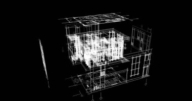 Mimari sanat konseptinde soyut çizgiler, minimum geometrik şekiller. 